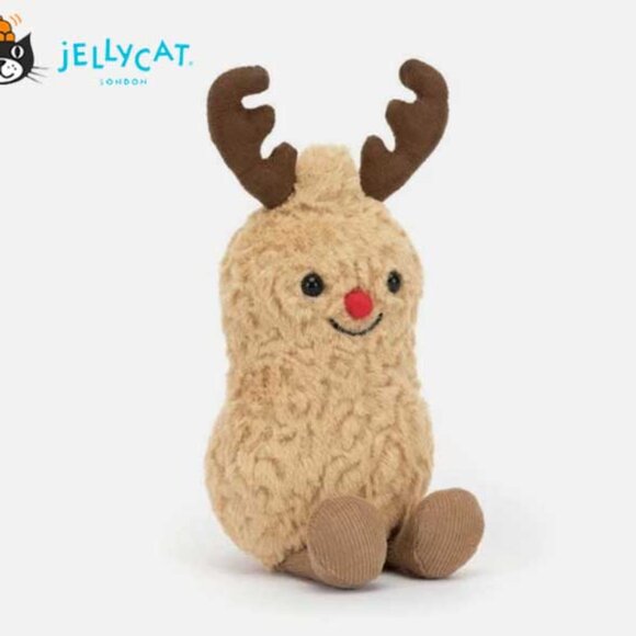 RETIRED‼️ Jelycat Peanut Reindeer NWT with Dust Bag Christmas Gift - Picture 2 of 5